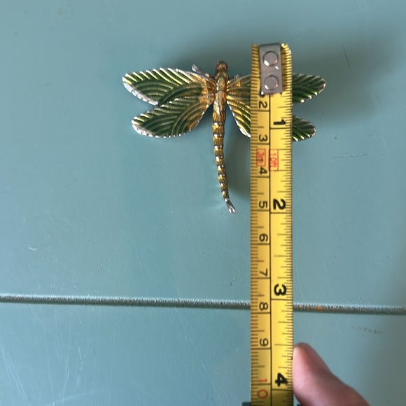 Vintage Erwin Pearl Green and Gold Dragonfly Brooch - Picture 6 of 6